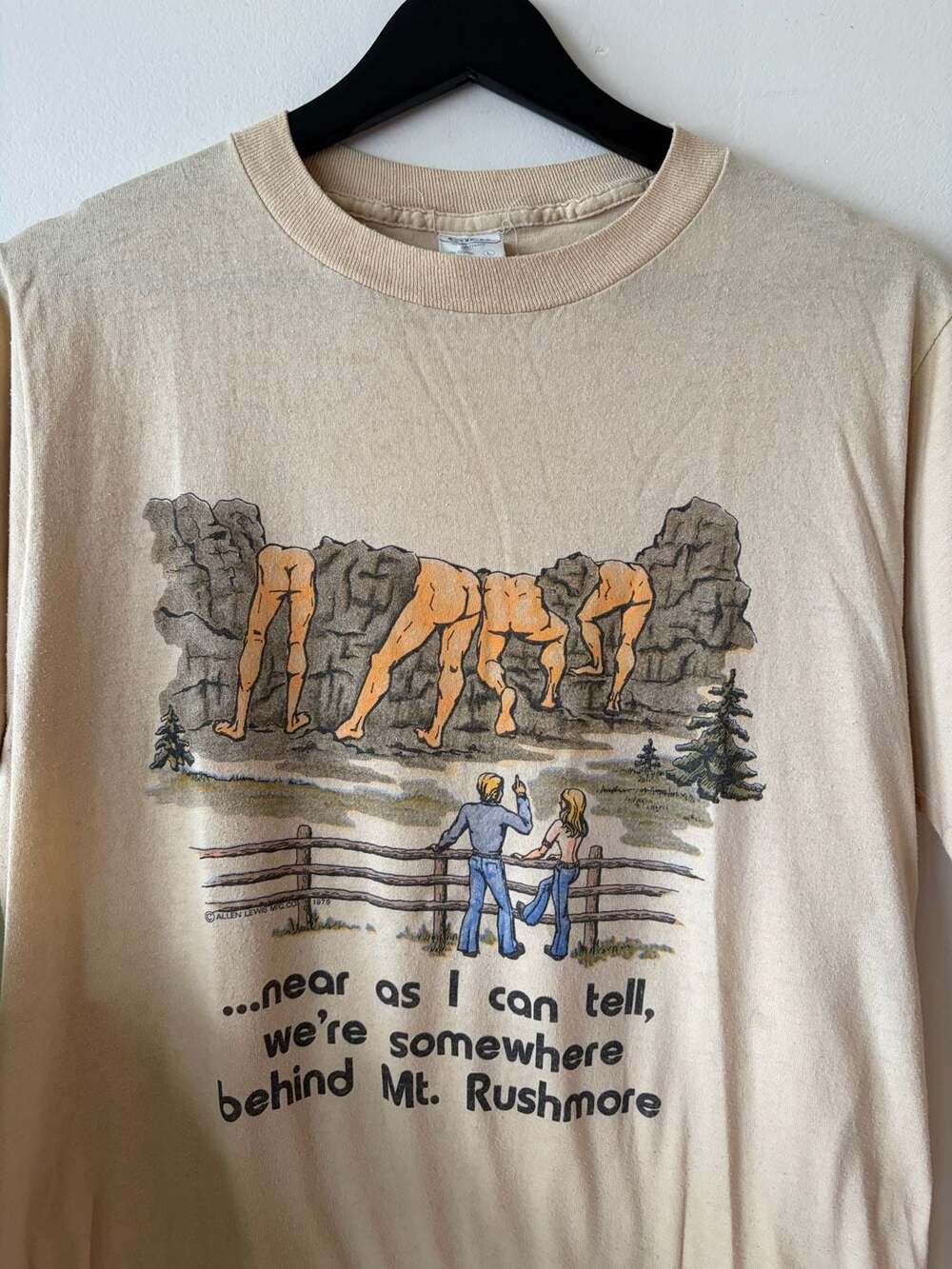 70s Behind Mount Rushmore T-Shirt Size L Beige